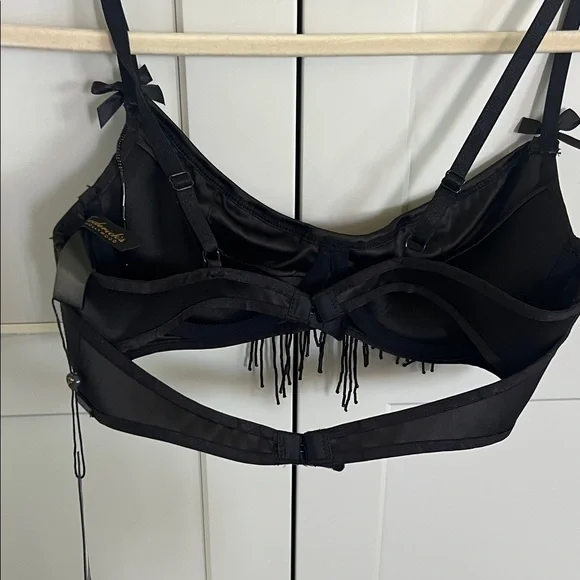 NWT Frederick’s of Hollywood Lune Beaded Longline Bra Size M Black - Picture 4 of 10